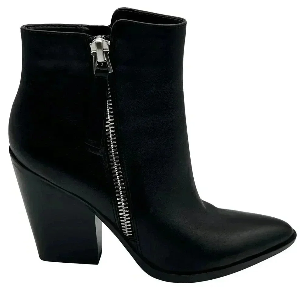Naturalizer Rooney Womens 7M Booties Black Soft Leather Ankle Zipper Boots